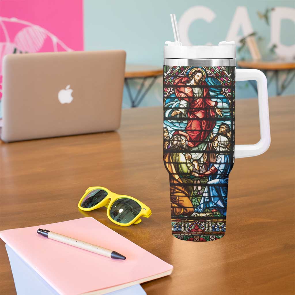 Happy Ascension Day Tumbler With Handle Faith and Religion Stained Glass Windows