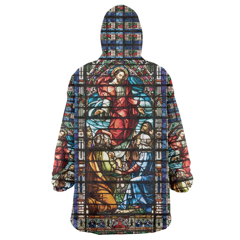 Happy Ascension Day Wearable Blanket Hoodie Faith and Religion Stained Glass Windows