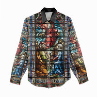 Happy Ascension Day Women Casual Shirt Faith and Religion Stained Glass Windows