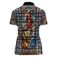 Happy Ascension Day Women Polo Shirt Faith and Religion Stained Glass Windows