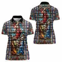 Happy Ascension Day Women Polo Shirt Faith and Religion Stained Glass Windows