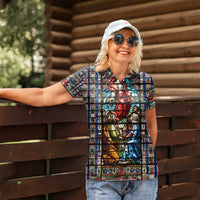 Happy Ascension Day Women Polo Shirt Faith and Religion Stained Glass Windows