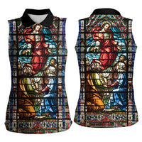 Happy Ascension Day Women Sleeveless Polo Shirt Faith and Religion Stained Glass Windows