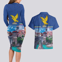 Friuli-Venezia Giulia Italy Couples Matching Long Sleeve Bodycon Dress and Hawaiian Shirt Cividale del Friuli