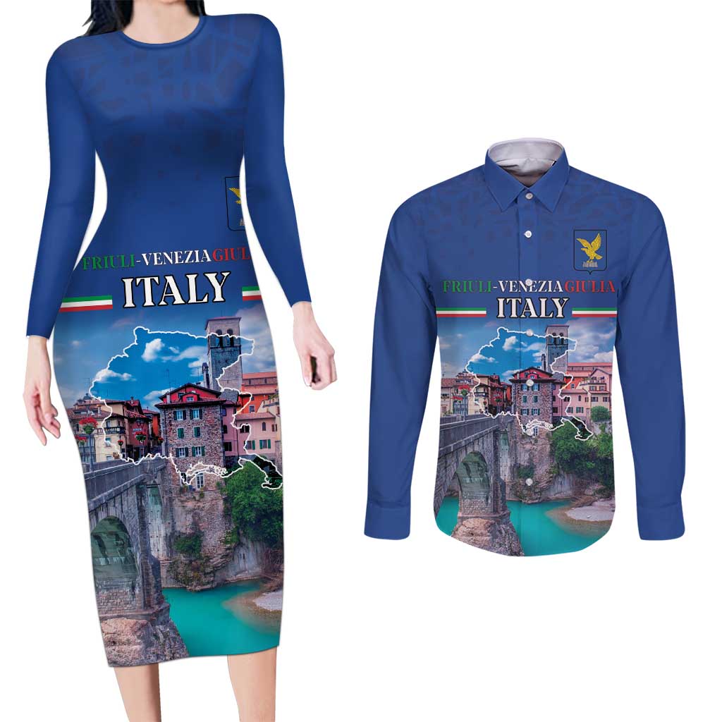 Friuli-Venezia Giulia Italy Couples Matching Long Sleeve Bodycon Dress and Long Sleeve Button Shirt Cividale del Friuli