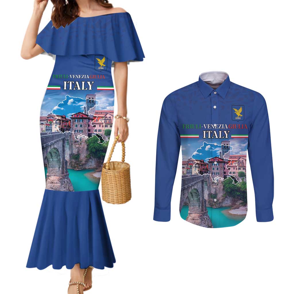 Friuli-Venezia Giulia Italy Couples Matching Mermaid Dress and Long Sleeve Button Shirt Cividale del Friuli