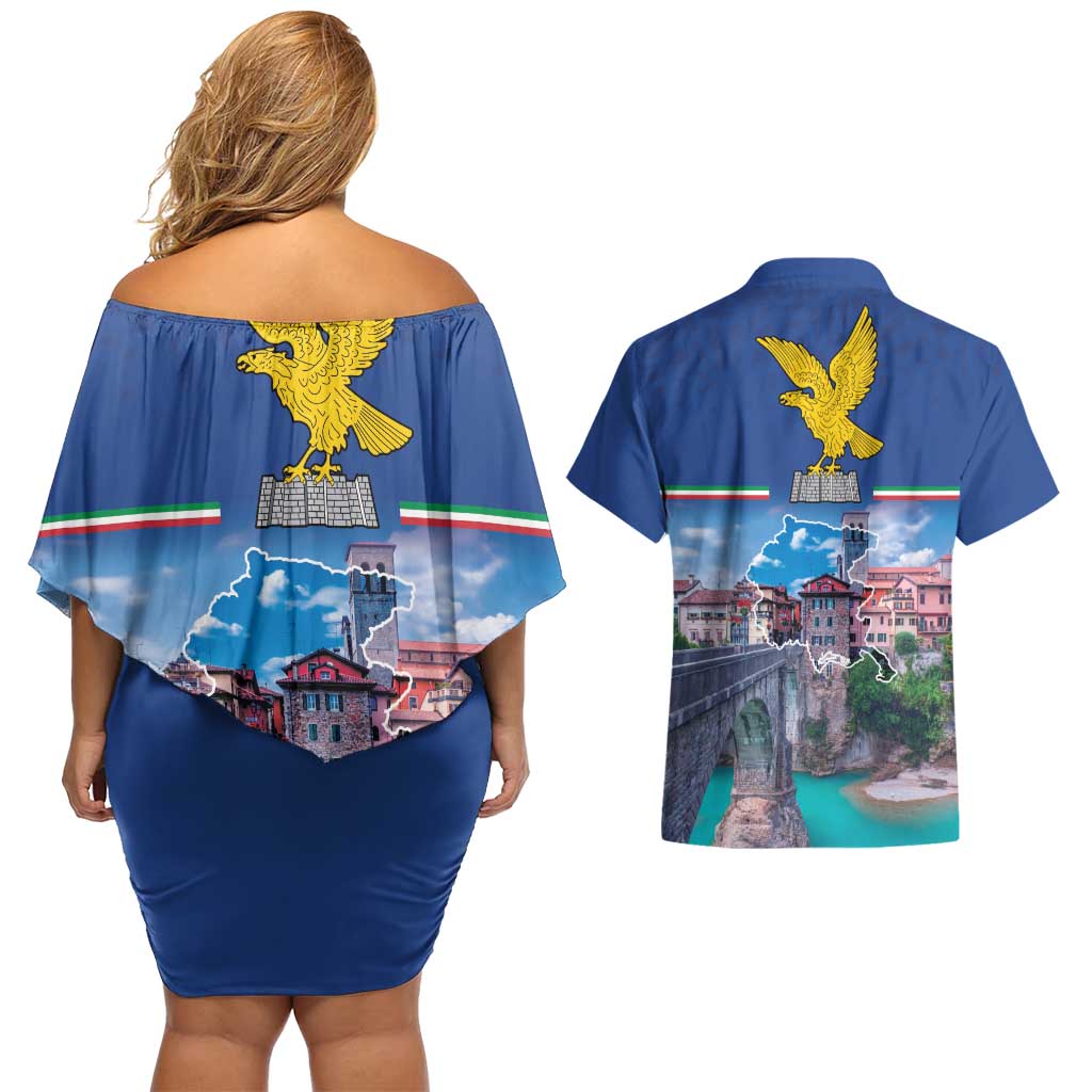 Friuli-Venezia Giulia Italy Couples Matching Off Shoulder Short Dress and Hawaiian Shirt Cividale del Friuli