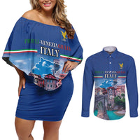 Friuli-Venezia Giulia Italy Couples Matching Off Shoulder Short Dress and Long Sleeve Button Shirt Cividale del Friuli