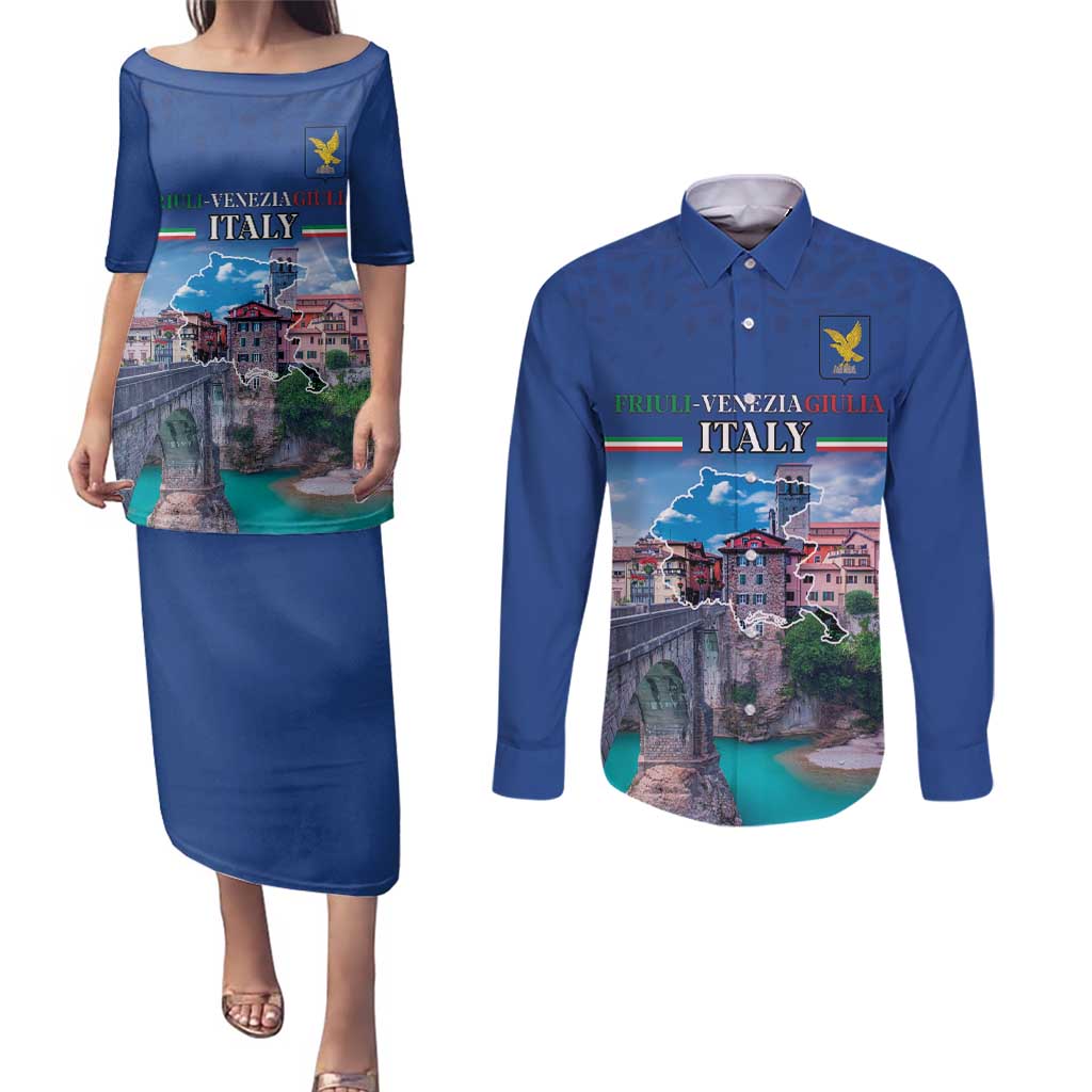 Friuli-Venezia Giulia Italy Couples Matching Puletasi and Long Sleeve Button Shirt Cividale del Friuli