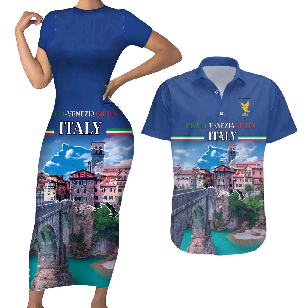Friuli-Venezia Giulia Italy Couples Matching Short Sleeve Bodycon Dress and Hawaiian Shirt Cividale del Friuli