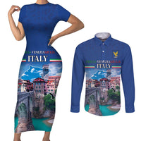 Friuli-Venezia Giulia Italy Couples Matching Short Sleeve Bodycon Dress and Long Sleeve Button Shirt Cividale del Friuli