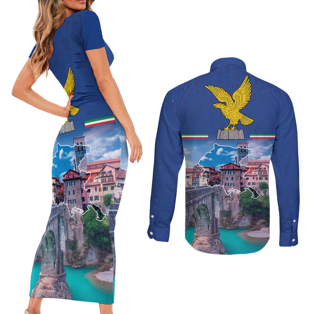 Friuli-Venezia Giulia Italy Couples Matching Short Sleeve Bodycon Dress and Long Sleeve Button Shirt Cividale del Friuli