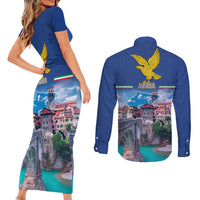 Friuli-Venezia Giulia Italy Couples Matching Short Sleeve Bodycon Dress and Long Sleeve Button Shirt Cividale del Friuli