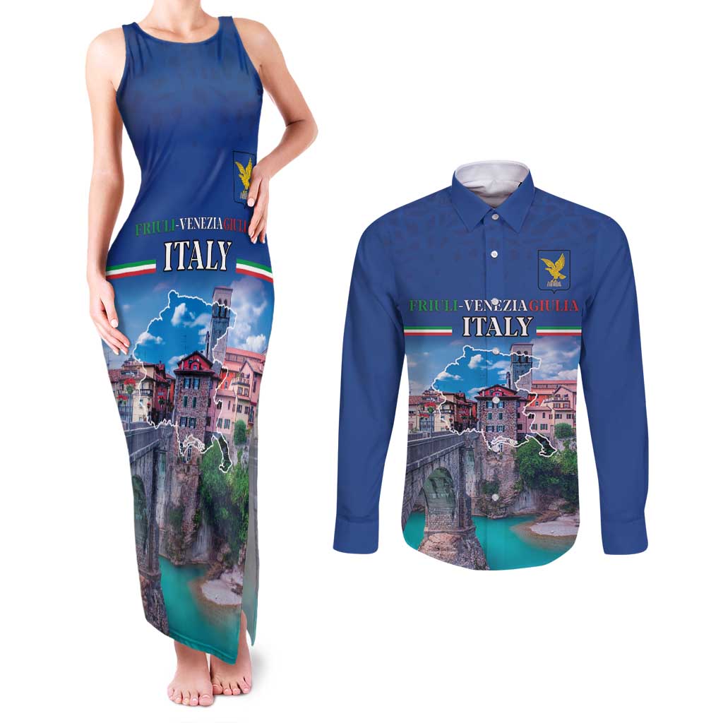 Friuli-Venezia Giulia Italy Couples Matching Tank Maxi Dress and Long Sleeve Button Shirt Cividale del Friuli