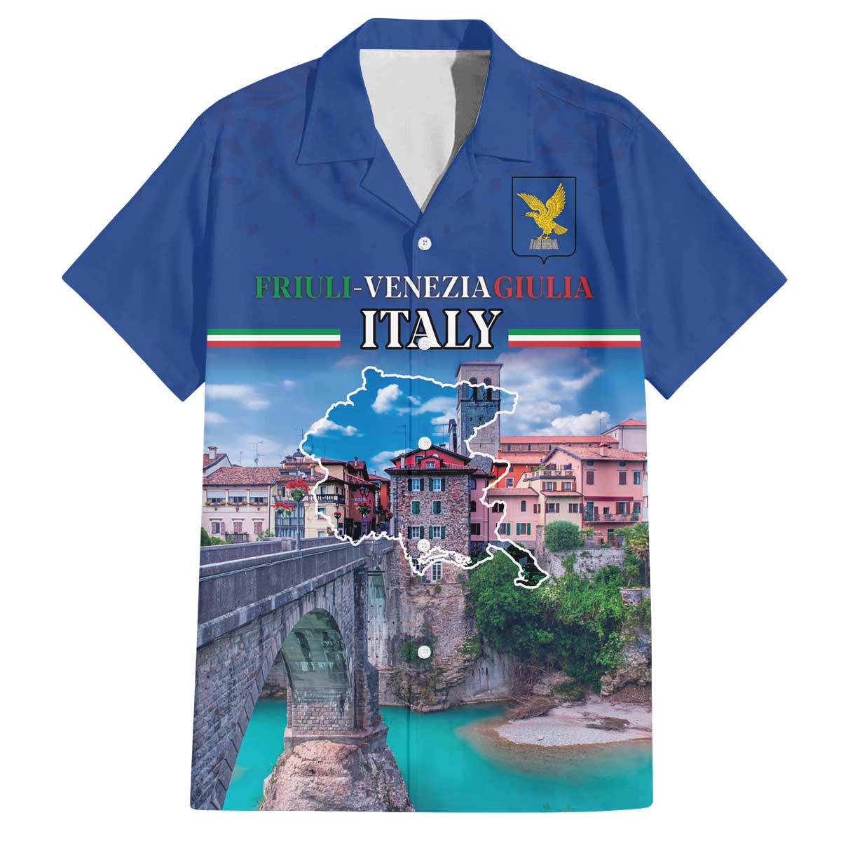 Friuli-Venezia Giulia Italy Family Matching Off The Shoulder Long Sleeve Dress and Hawaiian Shirt Cividale del Friuli