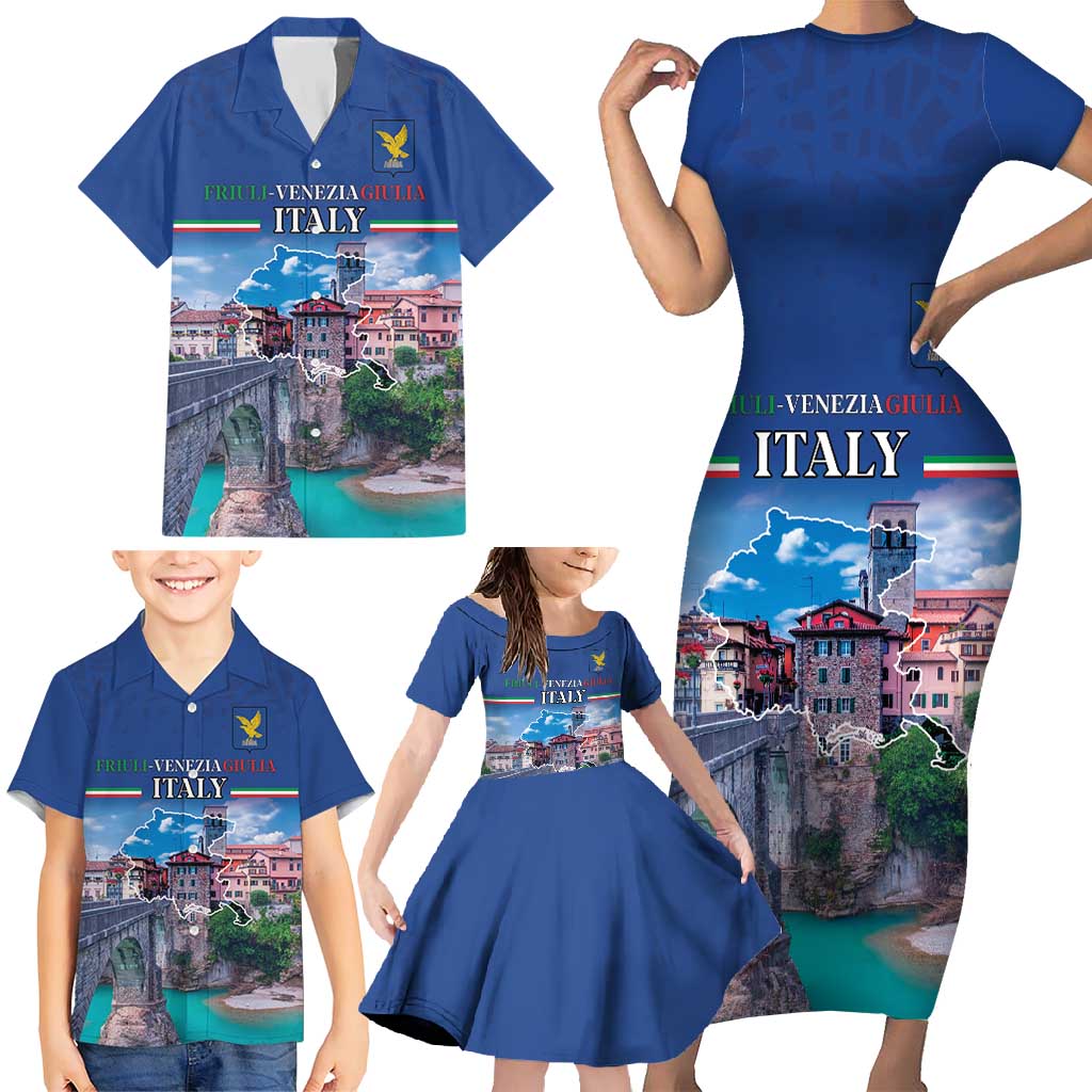 Friuli-Venezia Giulia Italy Family Matching Short Sleeve Bodycon Dress and Hawaiian Shirt Cividale del Friuli