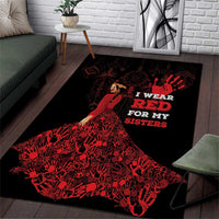 MMIW Native American Red Hand Area Rug I Wear Red For My Sisters