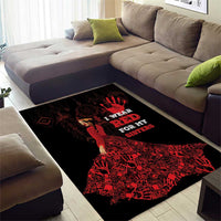 MMIW Native American Red Hand Area Rug I Wear Red For My Sisters