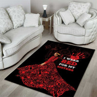MMIW Native American Red Hand Area Rug I Wear Red For My Sisters