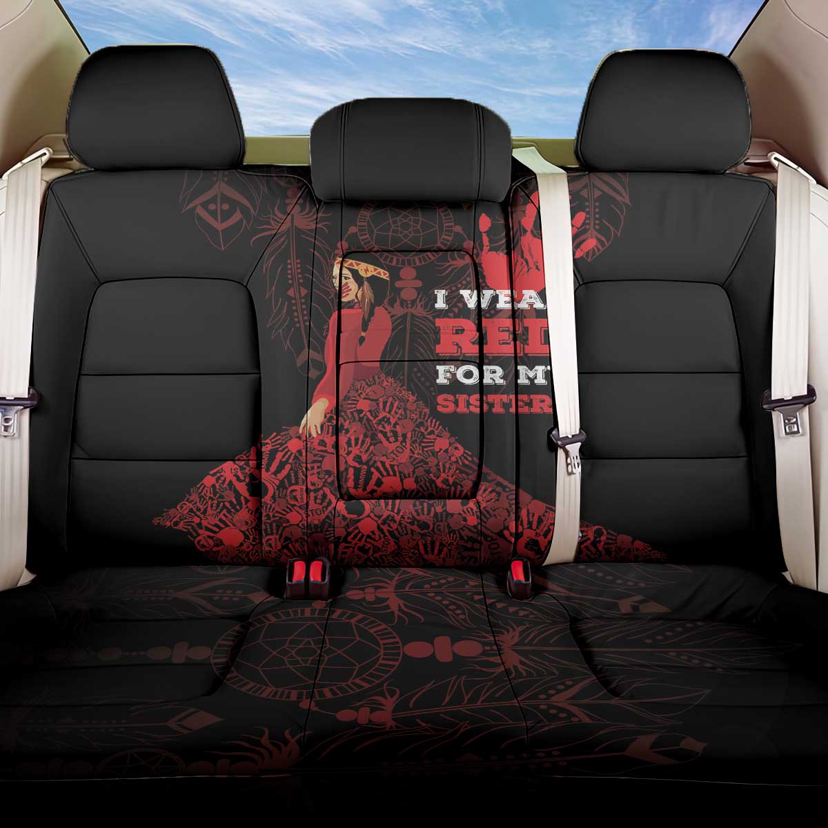 MMIW Native American Red Hand Back Car Seat Cover I Wear Red For My Sisters