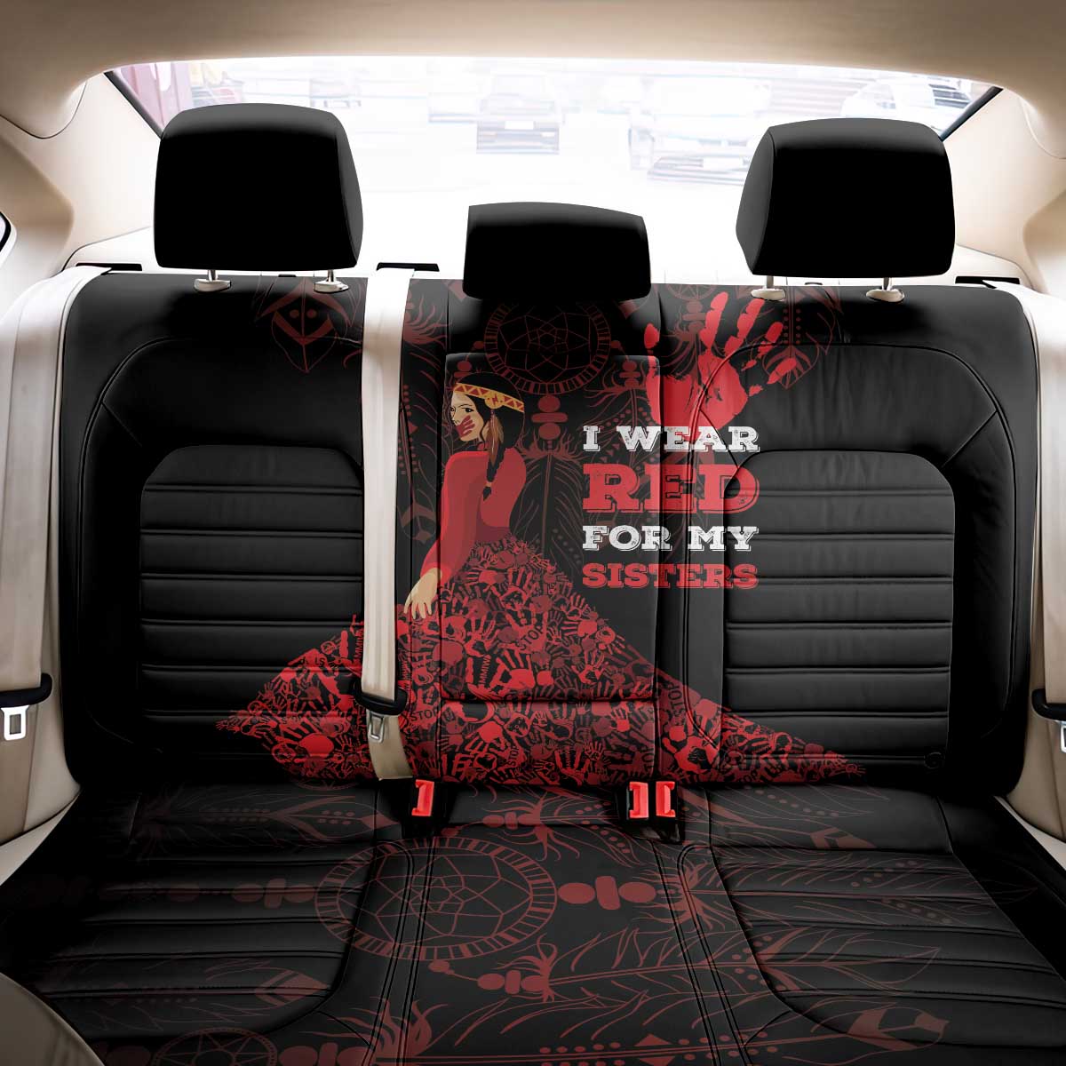 MMIW Native American Red Hand Back Car Seat Cover I Wear Red For My Sisters