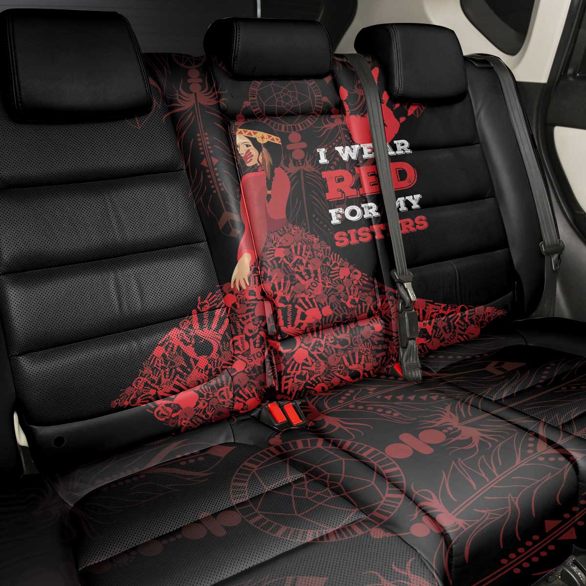 MMIW Native American Red Hand Back Car Seat Cover I Wear Red For My Sisters