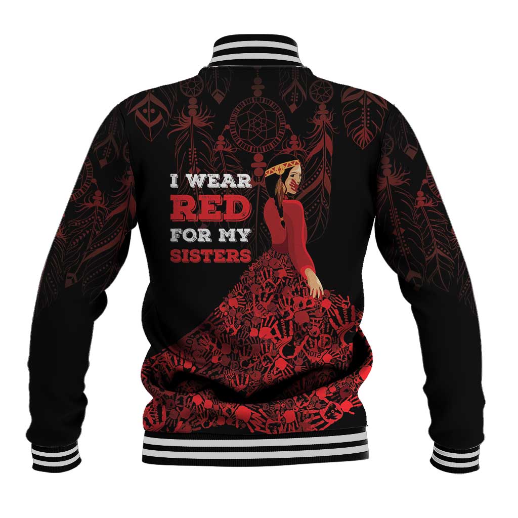 MMIW Native American Red Hand Baseball Jacket I Wear Red For My Sisters