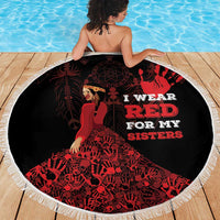 MMIW Native American Red Hand Beach Blanket I Wear Red For My Sisters