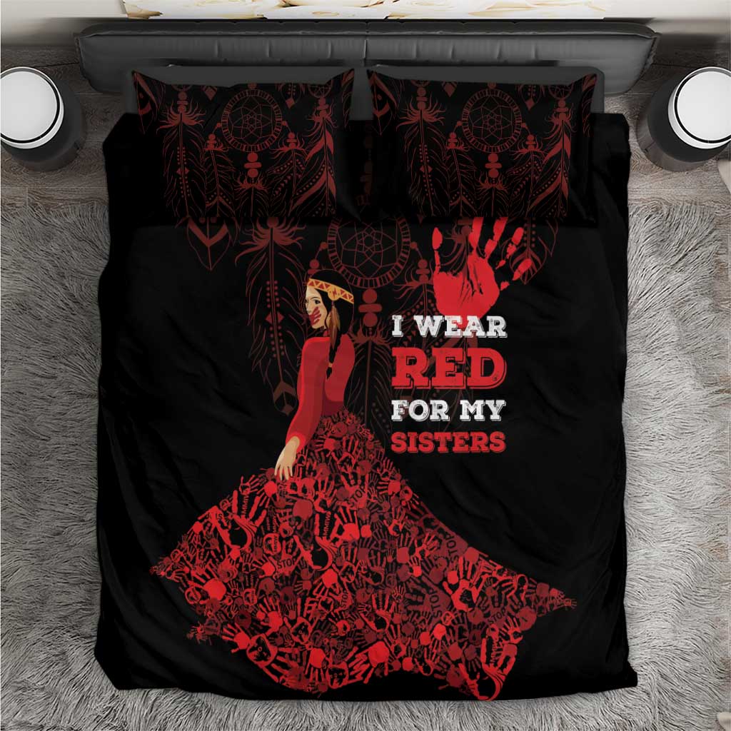 MMIW Native American Red Hand Bedding Set I Wear Red For My Sisters