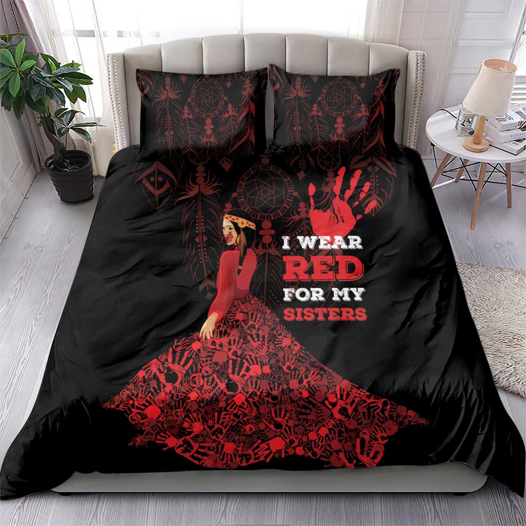 MMIW Native American Red Hand Bedding Set I Wear Red For My Sisters