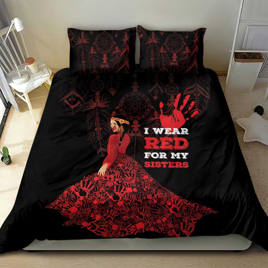 MMIW Native American Red Hand Bedding Set I Wear Red For My Sisters