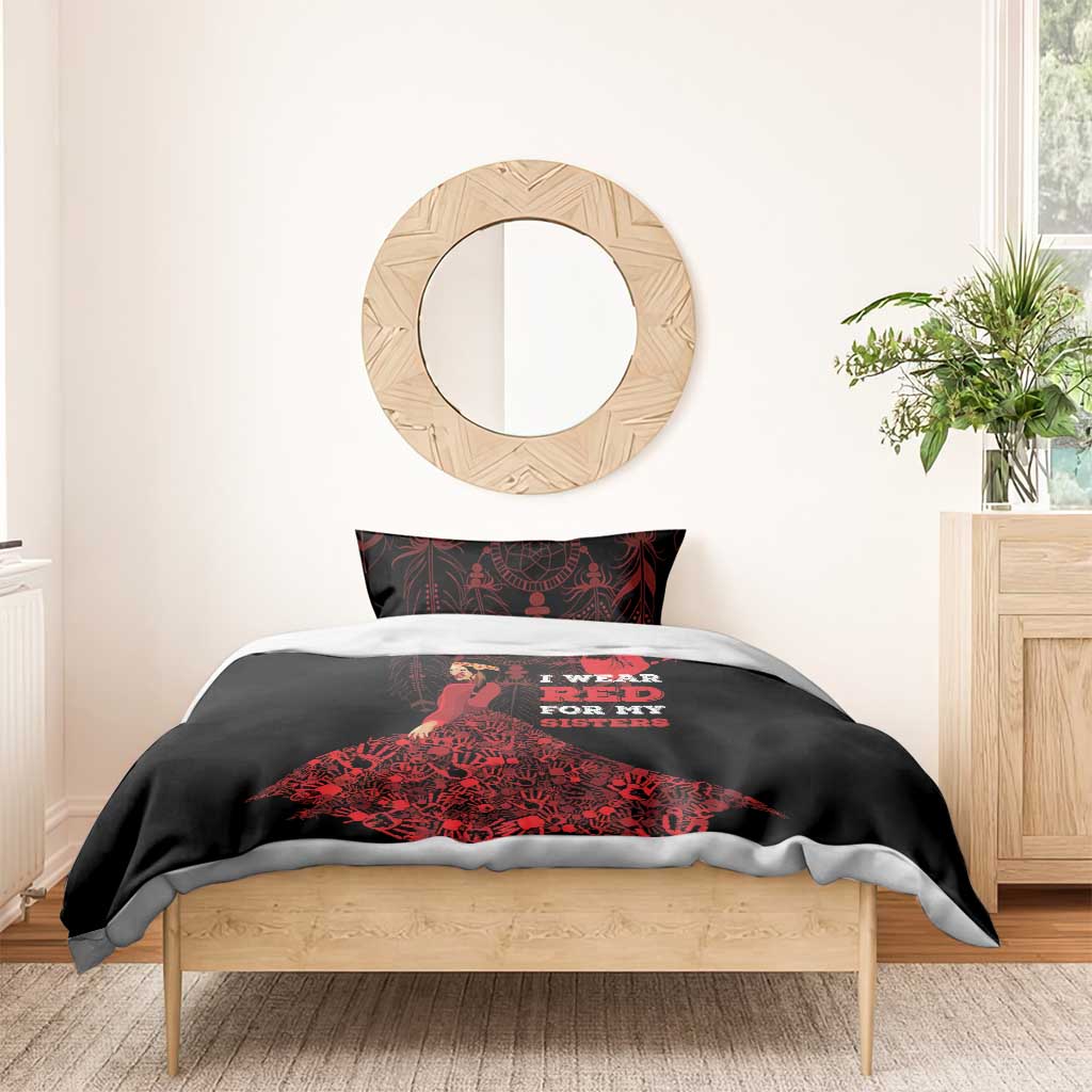 MMIW Native American Red Hand Bedding Set I Wear Red For My Sisters