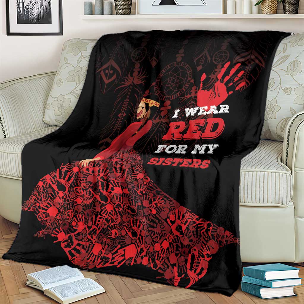 MMIW Native American Red Hand Blanket I Wear Red For My Sisters