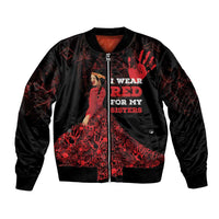 MMIW Native American Red Hand Bomber Jacket I Wear Red For My Sisters