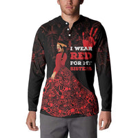 MMIW Native American Red Hand Button Sweatshirt I Wear Red For My Sisters