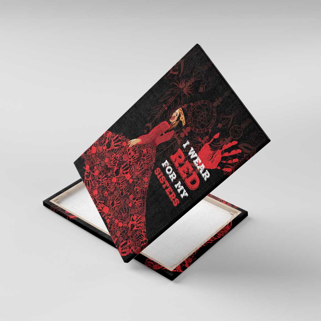 MMIW Native American Red Hand Canvas Wall Art I Wear Red For My Sisters