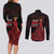 MMIW Native American Red Hand Couples Matching Long Sleeve Bodycon Dress and Long Sleeve Button Shirt I Wear Red For My Sisters