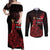 MMIW Native American Red Hand Couples Matching Off Shoulder Maxi Dress and Long Sleeve Button Shirt I Wear Red For My Sisters