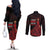 MMIW Native American Red Hand Couples Matching Off The Shoulder Long Sleeve Dress and Long Sleeve Button Shirt I Wear Red For My Sisters