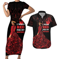 MMIW Native American Red Hand Couples Matching Short Sleeve Bodycon Dress and Hawaiian Shirt I Wear Red For My Sisters