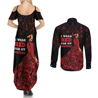 MMIW Native American Red Hand Couples Matching Summer Maxi Dress and Long Sleeve Button Shirt I Wear Red For My Sisters