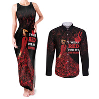 MMIW Native American Red Hand Couples Matching Tank Maxi Dress and Long Sleeve Button Shirt I Wear Red For My Sisters