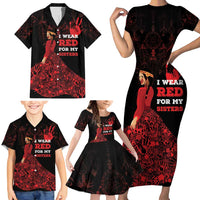 MMIW Native American Red Hand Family Matching Short Sleeve Bodycon Dress and Hawaiian Shirt I Wear Red For My Sisters