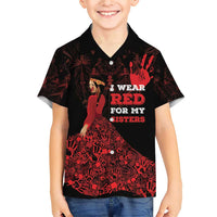 MMIW Native American Red Hand Family Matching Short Sleeve Bodycon Dress and Hawaiian Shirt I Wear Red For My Sisters