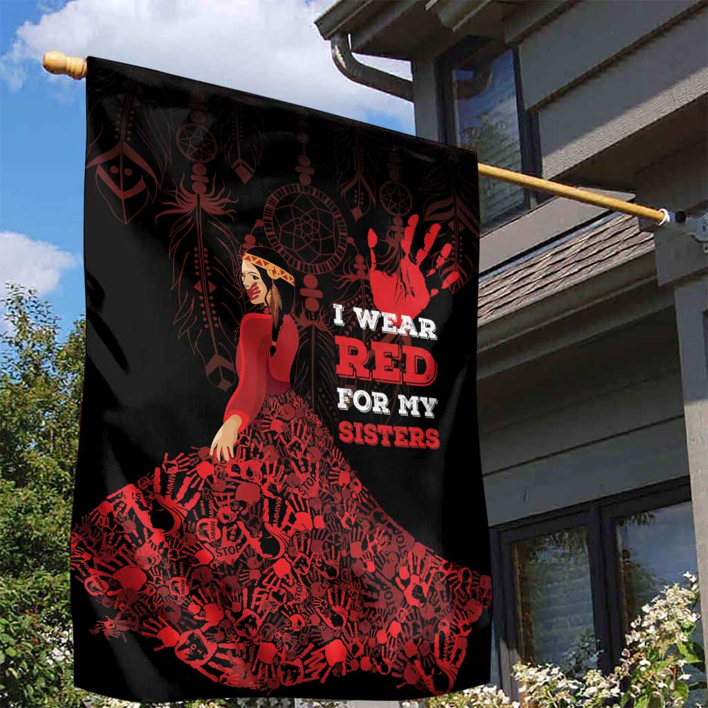MMIW Native American Red Hand Garden Flag I Wear Red For My Sisters
