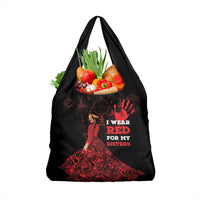 MMIW Native American Red Hand Grocery Bag I Wear Red For My Sisters