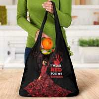 MMIW Native American Red Hand Grocery Bag I Wear Red For My Sisters