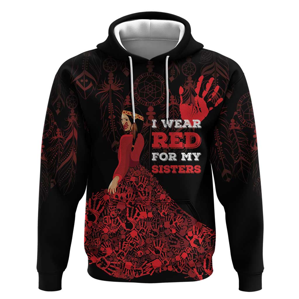 MMIW Native American Red Hand Hoodie I Wear Red For My Sisters