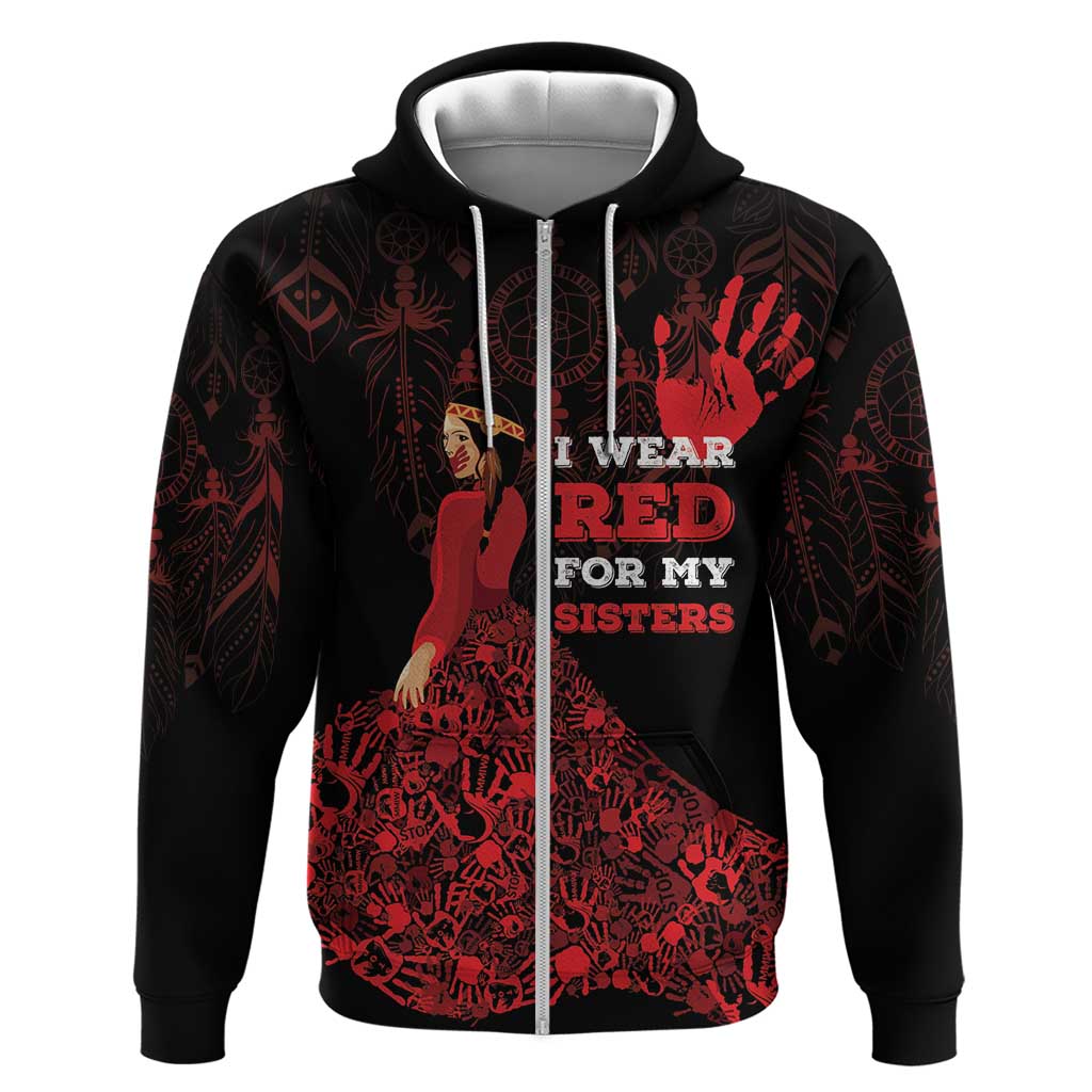 MMIW Native American Red Hand Hoodie I Wear Red For My Sisters