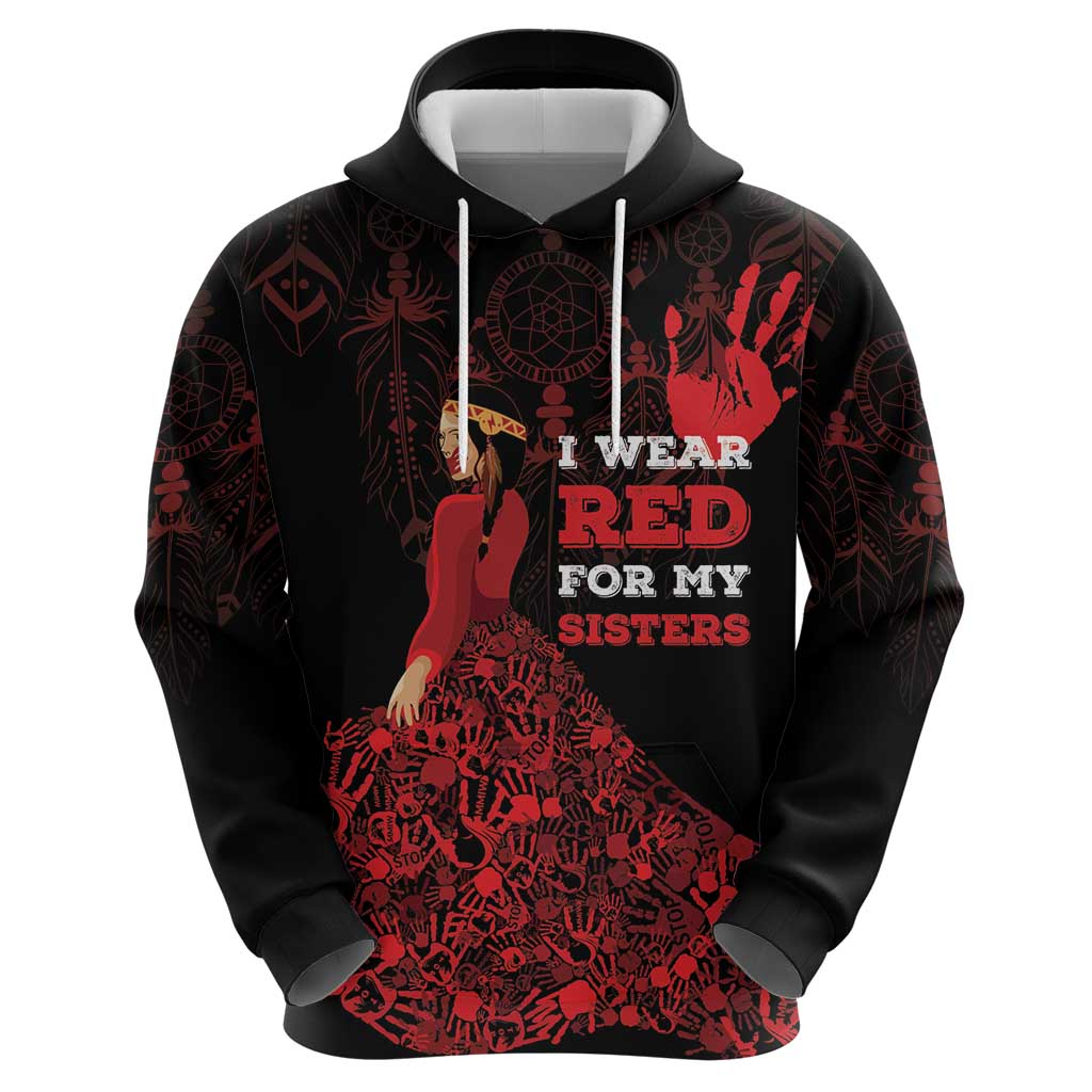 MMIW Native American Red Hand Hoodie I Wear Red For My Sisters